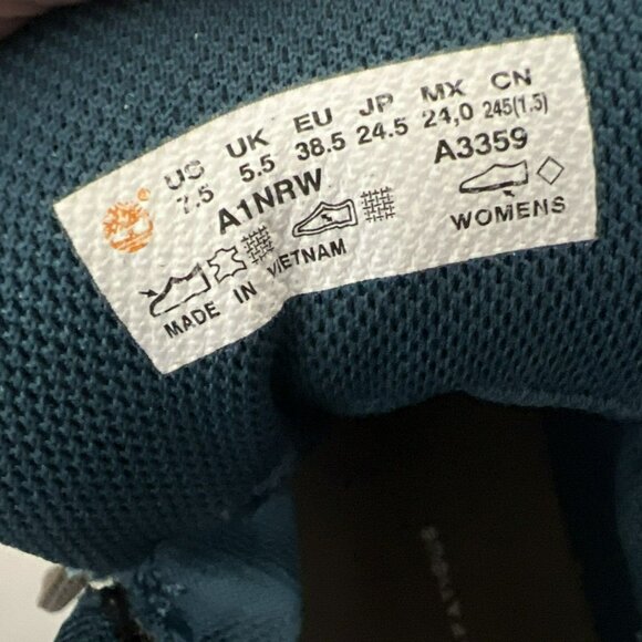 Timberland Women's 7.5 Med Mt. Maddsen Mid Waterproof Hiking Boots Brown Blue - Picture 14 of 14